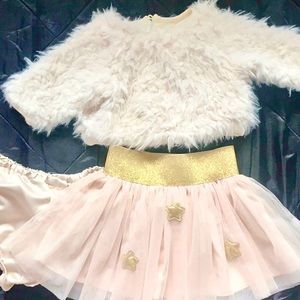 EUC3pc Fur & Tutu outfit💖